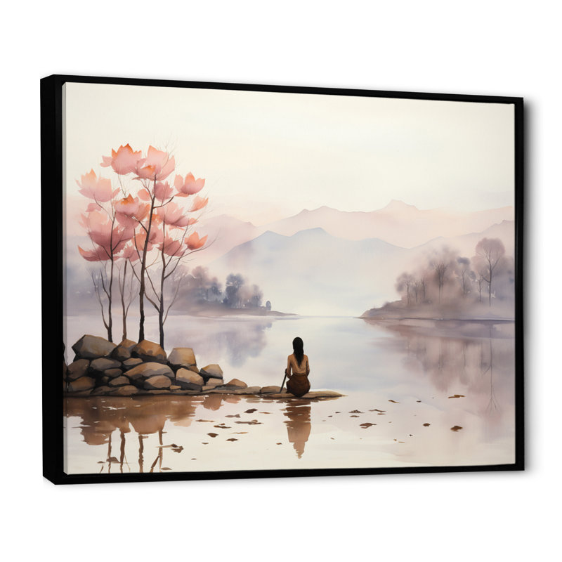 Tranquil Nature III sur toile, H 24 po x l 32 po x P 1 po, Cadre flottant noir