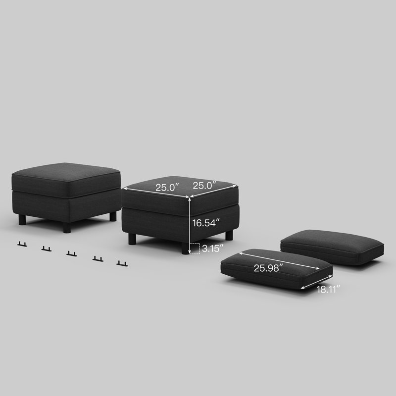 Deux repose-pieds modulaires avec rangement, Gris foncé