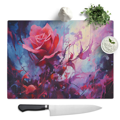 Rose Action No.3  Glass Chopping Board
