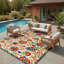 Tapis intérieur/extérieur Bernia floral ivoire/rouge/vert-87144550