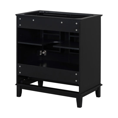 Meuble-lavabo 30 po sans lavabo, base seulement, armoire de salle de bain multifonctionnelle avec portes et tiroir, structure solide et panneau en bois aggloméré