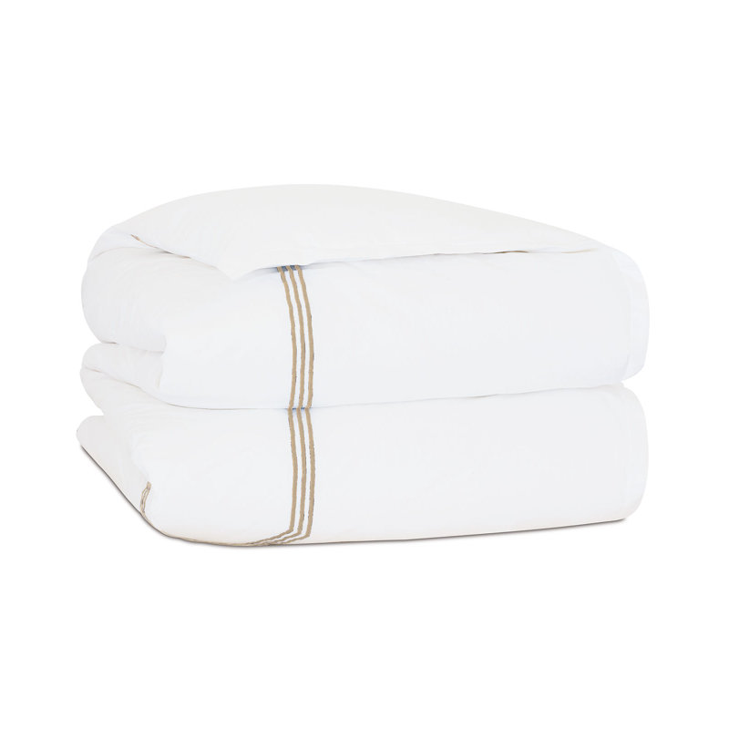 Tessa Percale Duvet Cover, Queen Duvet Cover, White/Bisque