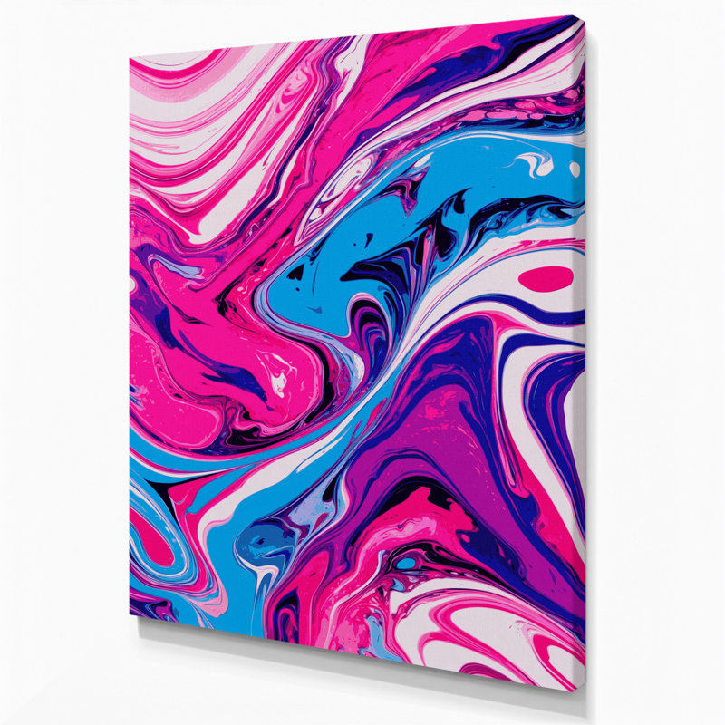 Abstrait art fluide sur toile rose 29, H 14 po x l 11 po