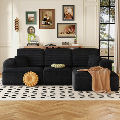 3 Piece Upholstered Modern Sectional Sofa With Pillow, No Assembly Required