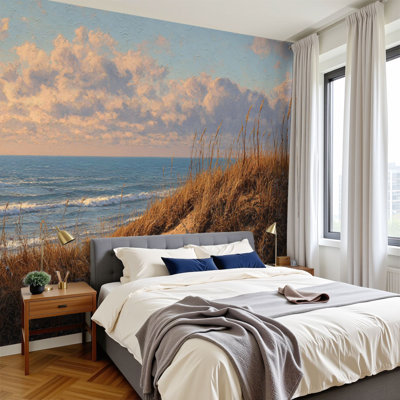 Papier peint adhésif à motif de côtes de sable côtières Windswept H 100 po x l 144 po Coastal Coastal