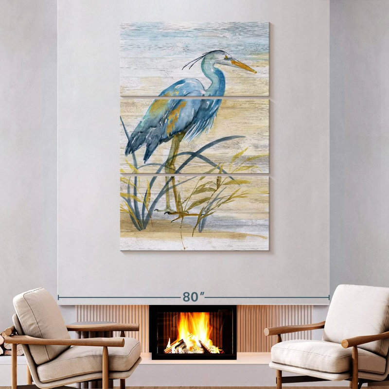 Héron bleu Brampt I, H 74 po x l 48 po