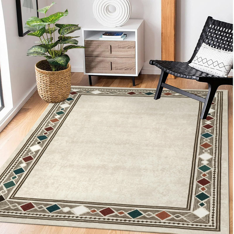 Tapis moderne lavable 9 x 12 pour salon Boho