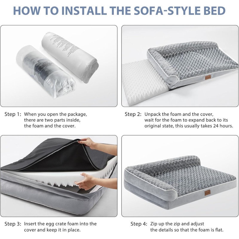 Large Gray Orthopedic Waterproof Outdoor Dog Bed