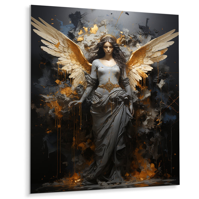 «Gold Angel Rebel Renaissance III», art mural Pop Art, H 40 po x l 30 po x P 1,5 po