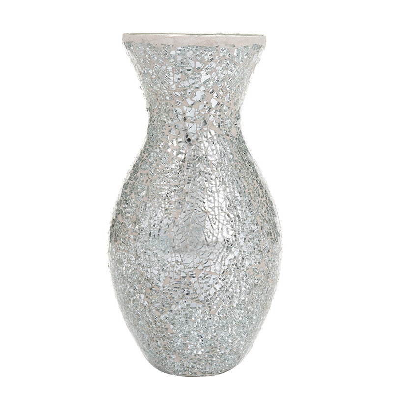 Thomson Handmade Glass Table Vase, White Silver
