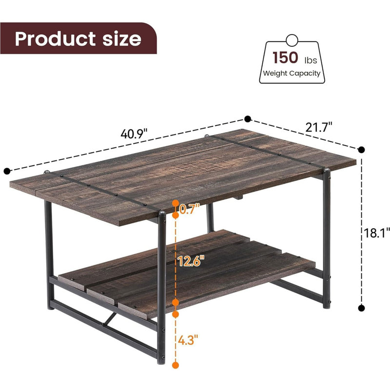 Gulnaaz Single Coffee Table, Dark Oak