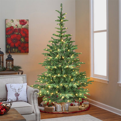 Arbre de Noël illuminé 6 pi avec 300 lumières DEL blanc chaud