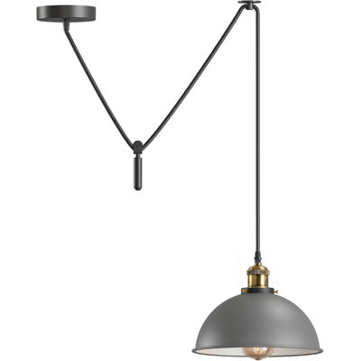 Luminaire suspendu industriel avec abat-jour dôme en métal avec cordon réglable de 2 m, lampe de plafond suspendue E26 pour îlot de cuisine, salle à manger, café, maison de campagne, luminaire moderne