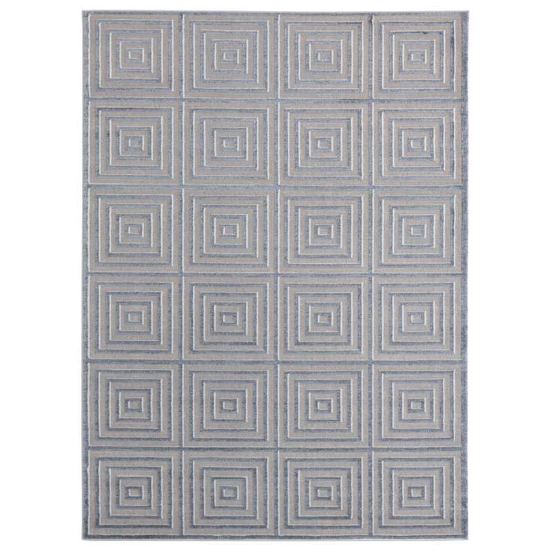 Tapis gris à motif géométrique Emmeline, Rectangle 1 pi 11 po x 3 pi