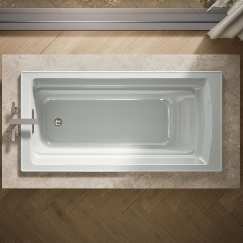 Archer 72" x 36" Drop-In Bathtub, Ice Grey