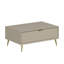 Table basse moderne, couleur grès, 35,4 x 15,7 x 23,6 pouces | 100% panneau de particules enduit de mélamine, épaisseur: 0,7 pouce | Conception géométrique élégante, parfaite pour le salon et les espaces contemporains
