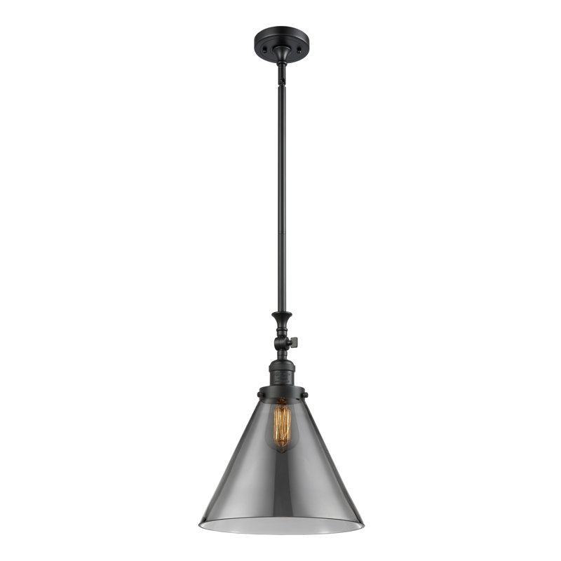 1 - Light Single Pendant, Matte Black, Plated Smoked, 6 Watt Vinage LED Bulb