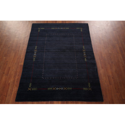 Navy Blue Handmade Gabbeh Oriental Rug 5x7