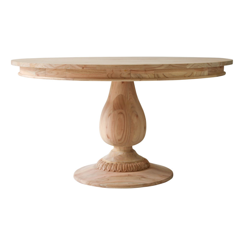 Raw Round Solid Wood Dining Table, 30" H x 55" L x 55" W