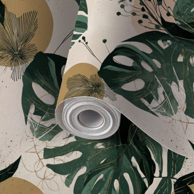 Papier peint auto-adhésif à motif de charbon de bois tropical dessiné à la main auto-adhésif et amovible 24 po x 118 po (60 x 300 cm)