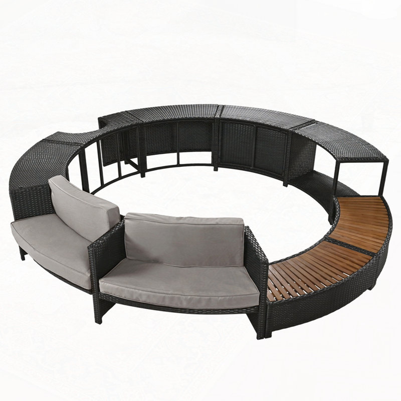 Ensemble de canapé en rotin de spa avec cadre de spa et espace de rangement, Gris