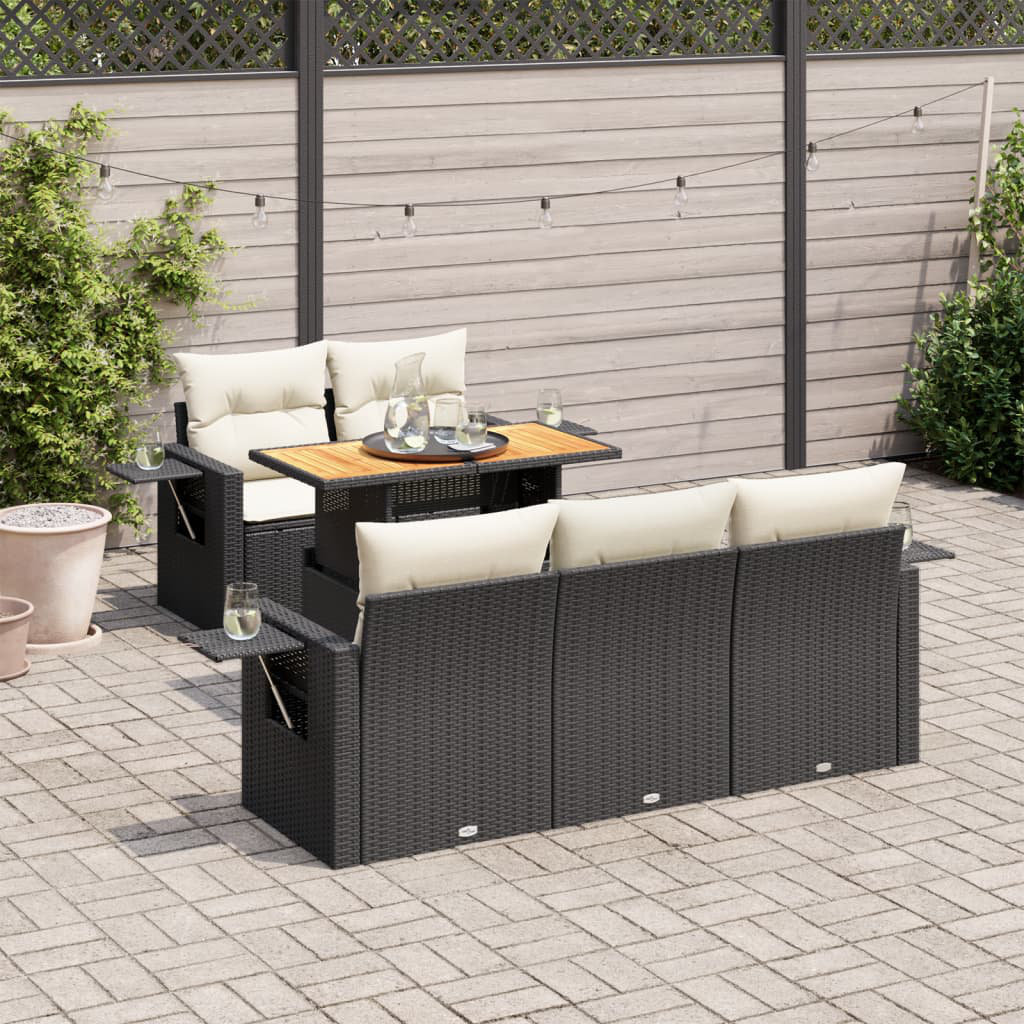 6-Tlg. Garten-Sofagarnitur Mit Kissen Poly Rattan