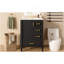 Meuble-lavabo moderne de 24 po avec lavabo en céramique, porte à fermeture douce, 3 tiroirs, poignées dorées et support de porte pour un rangement peu encombrant-738867597
