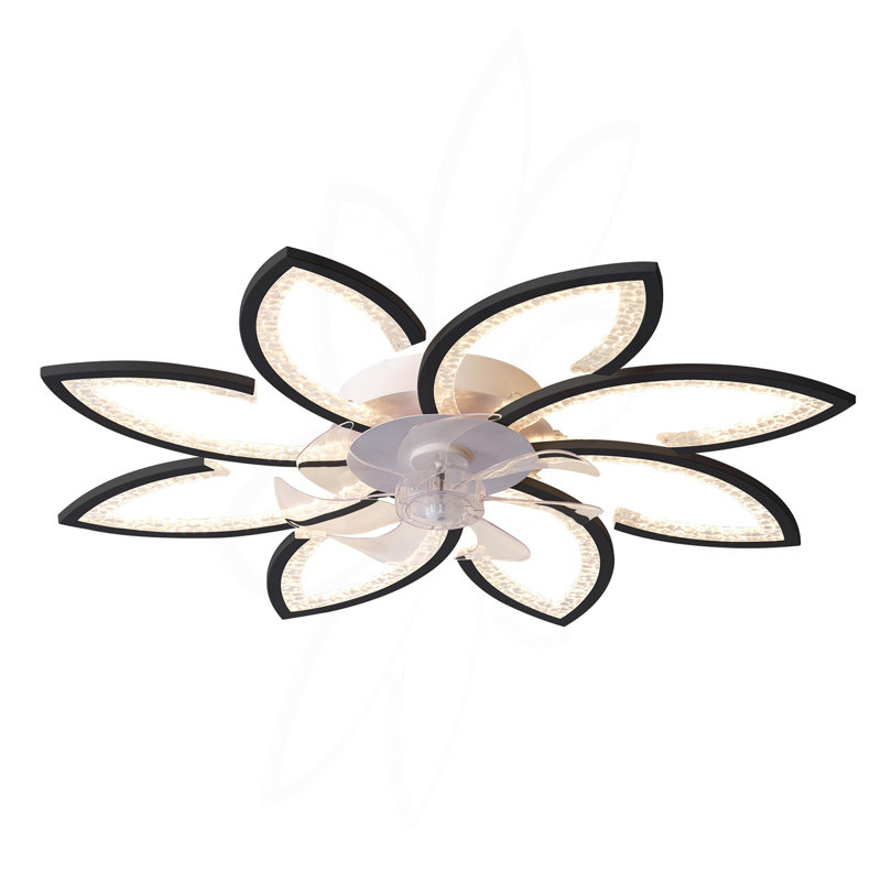 35.4In Ceiling Fan With Lights, Remote Control 3 Color Temperatures,6 Gear Wind Speed Fan Light, White, Black