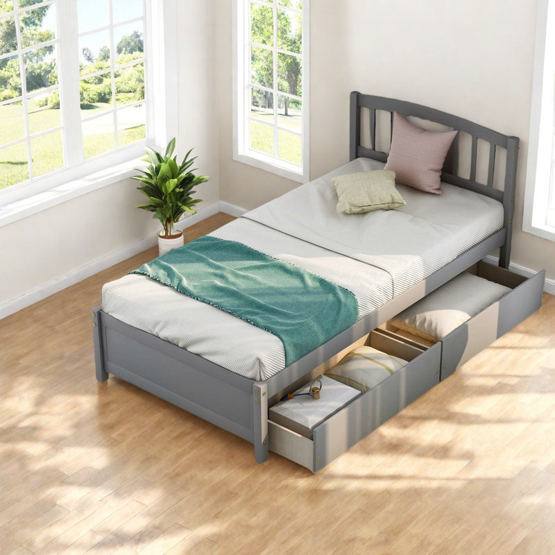 Lits simples en bois peu encombrants avec tiroirs de rangement, conception moderne