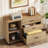 L Shaped Executive Office Desk with Storage and Mobile File Cabinet, 63 Inch Computer Desk, Light Brown-123299407