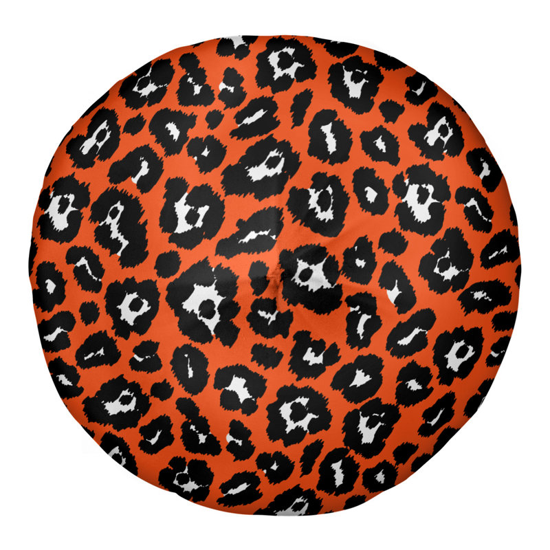 Housse et insert de coussin touffeté rond, Orange / Noir / Blanc, H 26 po x l 26 po x P 4 po