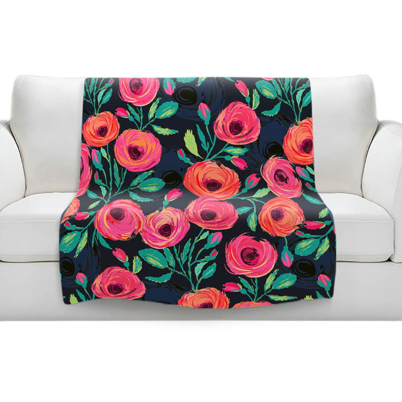 Couverture sherpa doux jardin rose, l 68 po x L 80 po