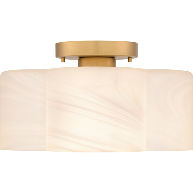 Kaelon 1-Light Brushed Weathered Brass Semi-Flush Mount