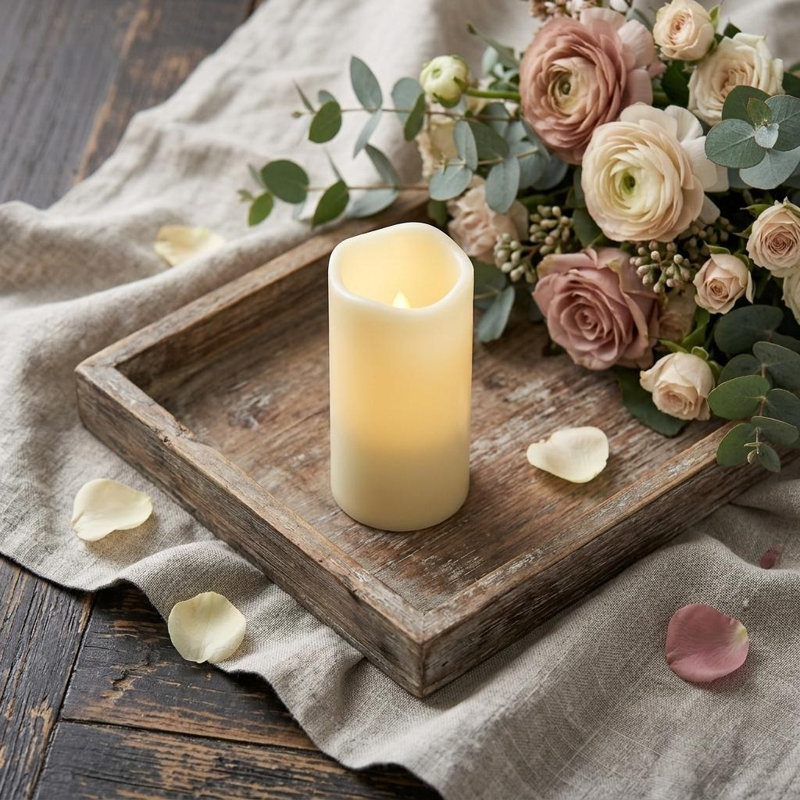 Bougie colonne intérieure sans flamme ivoire 5 po, 5.75" H x 3" W x 3" D