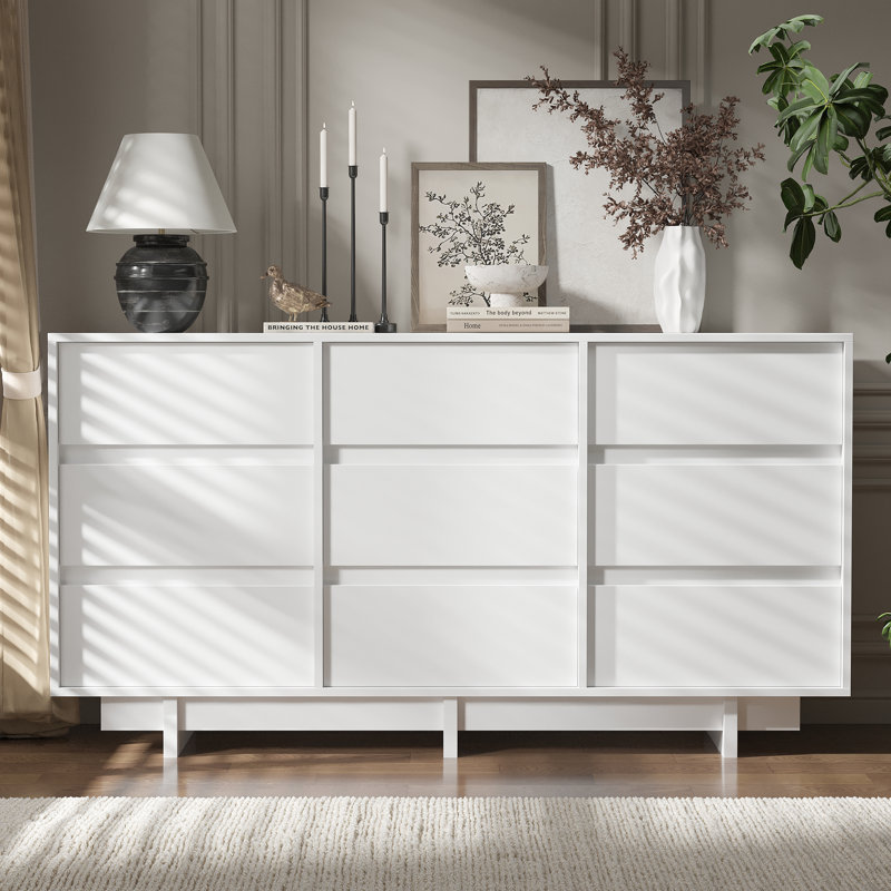 Commode 9 tiroirs Catarina, Blanc
