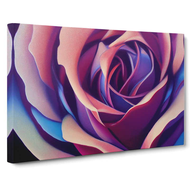 An Illuminated Rose Flower - Wrapped Canvas Print, 35cm H x 50cm W x 3cm D