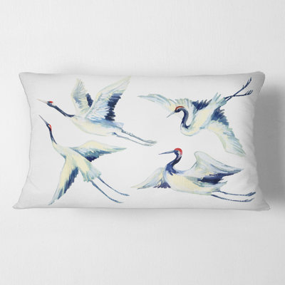 Housse et insert de coussin rectangulaire Asian Crane Bird Impression