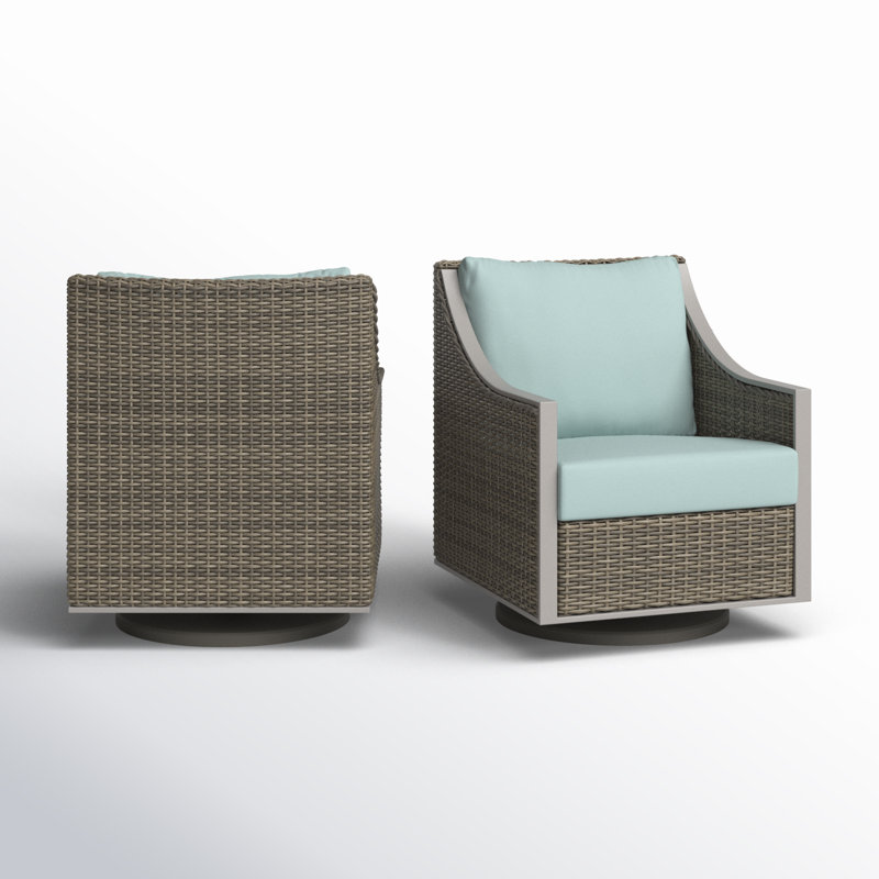 Corbin Swivel Chair (2-Pack), Spa Blue Fabric And Beige Frame, Beige, Blue