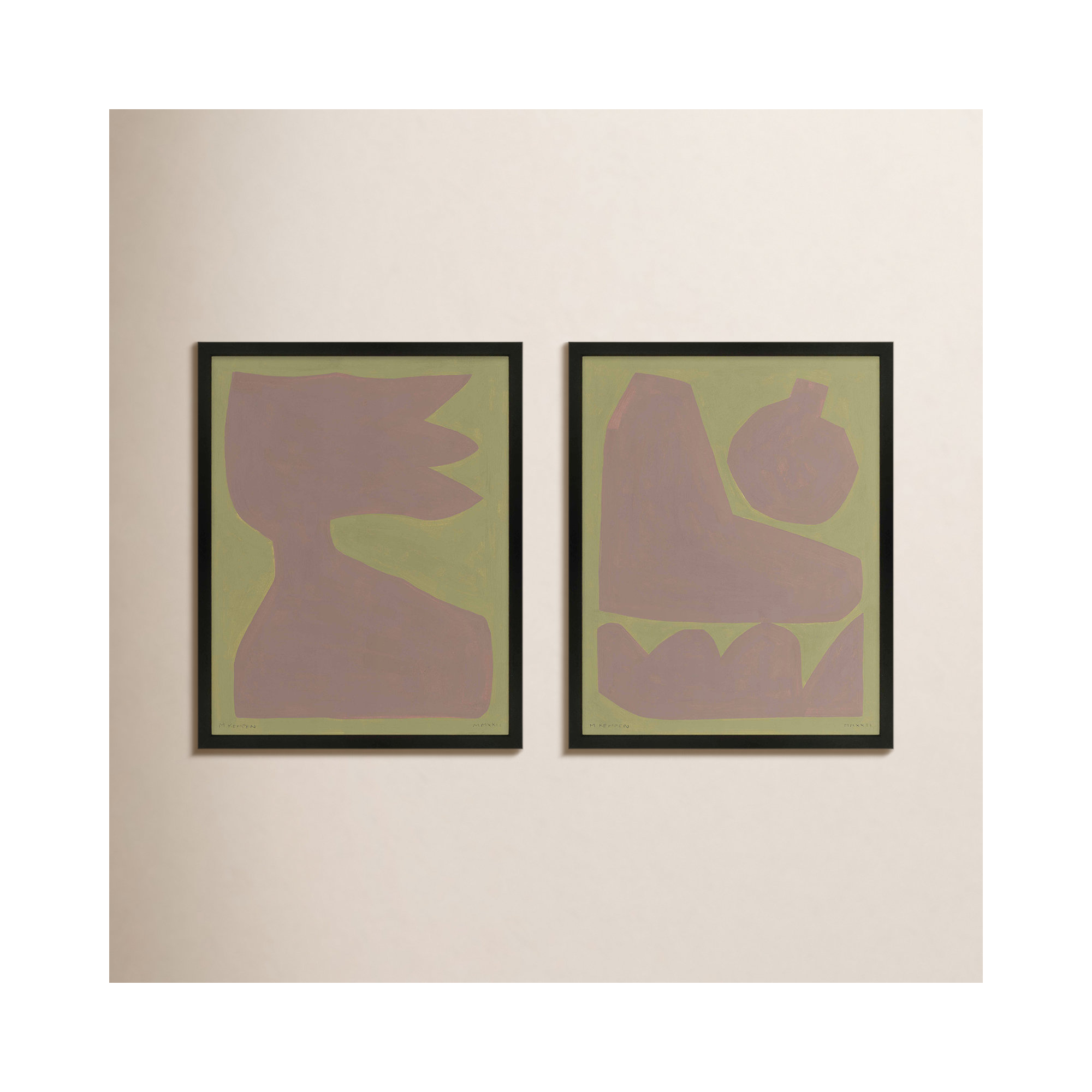Ash 3 & 4. by Michael Kempen, Black Framed, 20"H x 16"W x 1.25"D