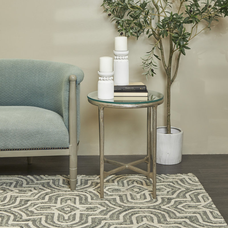 Table de bout en verre Bristyl de 23,1 po de hauteur, Argent