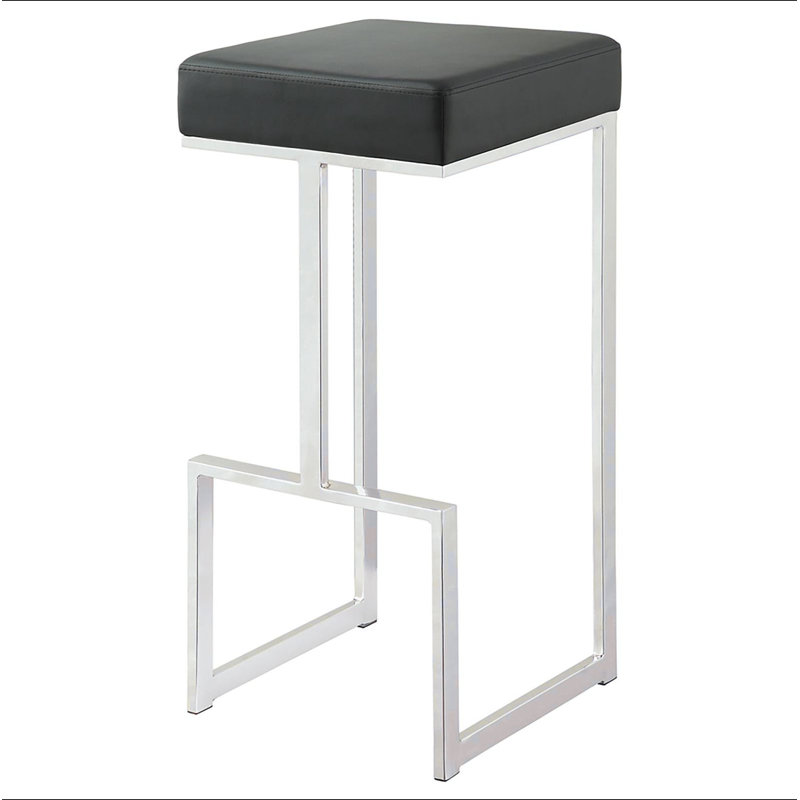 Tabouret de bar rembourré noir et chrome, Noir