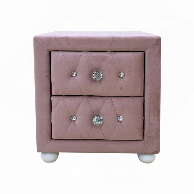 Table de chevet Montreux en tissu rose