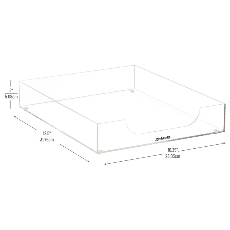 Clear Acrylic Non-Skid Stationary Paper Tray Organizer