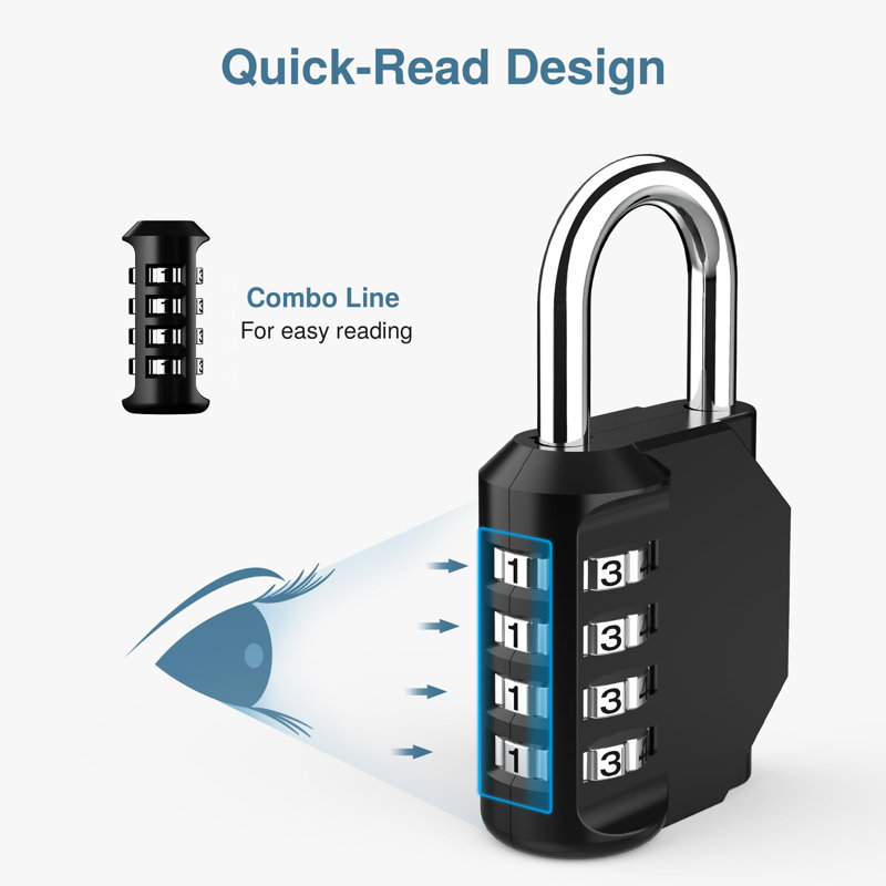 10 Pack Black Zinc Alloy 4-Digit Combination Padlocks