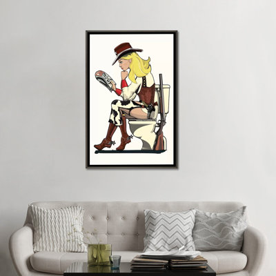 Cowgirl on the toilettes - impression d'art graphique