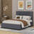Upholstered Platform Bed with 2 Drawers and 1 Trundle, Classic Headboard Design-1223924941-1223924937
