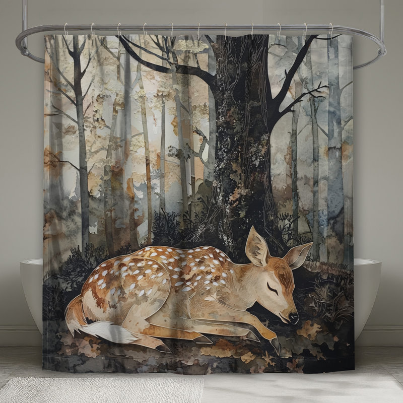 Rideaux de douche Fawn In Forest Extra Long, L 70 po x H 84 po
