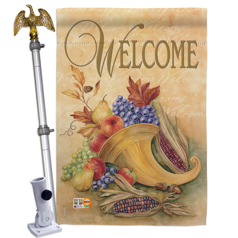 Ensemble de drapeaux en polyester 40 x 28 po Autumn Cornucopia