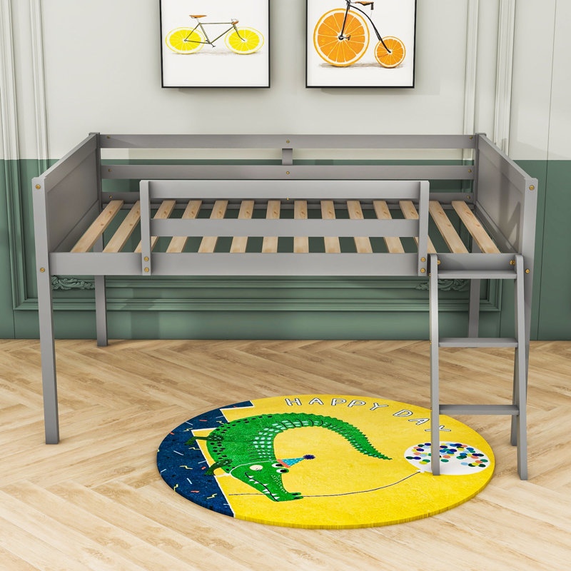 Janaq Kids Twin Loft Bed, Full, Gray