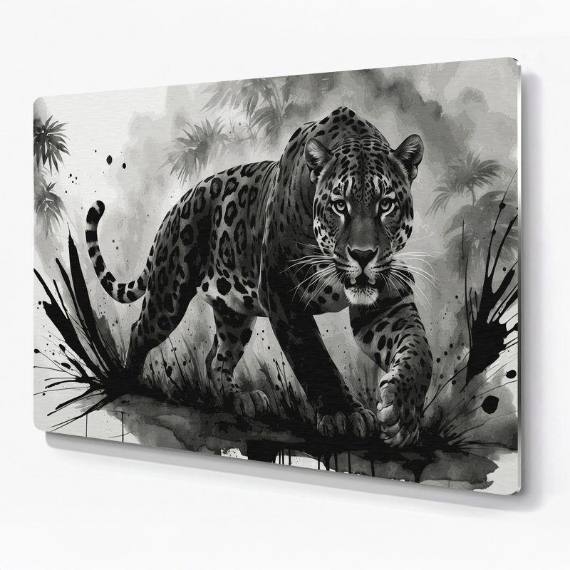 «Big Cats Jaguars», art mural en métal gris, 20" H x 24" W